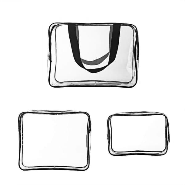 IC Transparent Makeup Taske, 3-pak Transparent