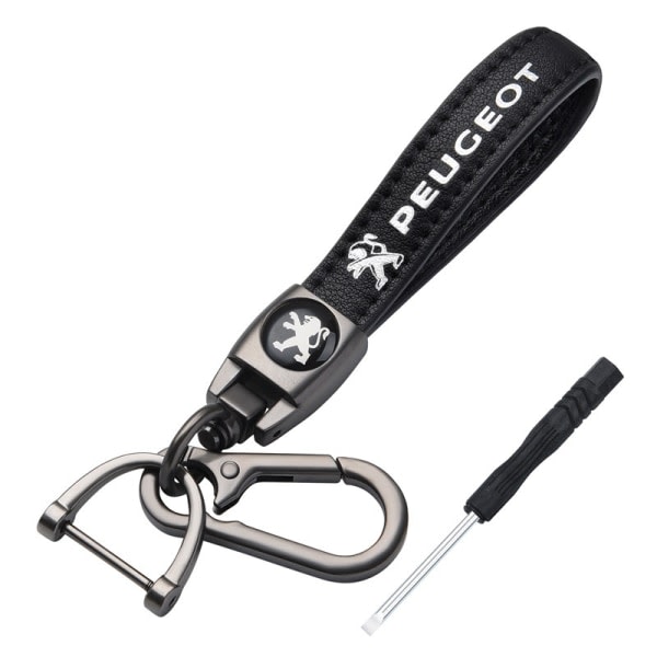 Sæt i læder - Peugeot - Travel Premium Nyckelring Clip Lanyard Accessories Dekor Present, 1 bit IC