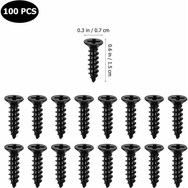 IC 100 stk Treskruer Småhode Kanna Hodeskruer Svarte Stålskruer for Sponplate MDF Skap Møbler Hengsler M4 x 16mm