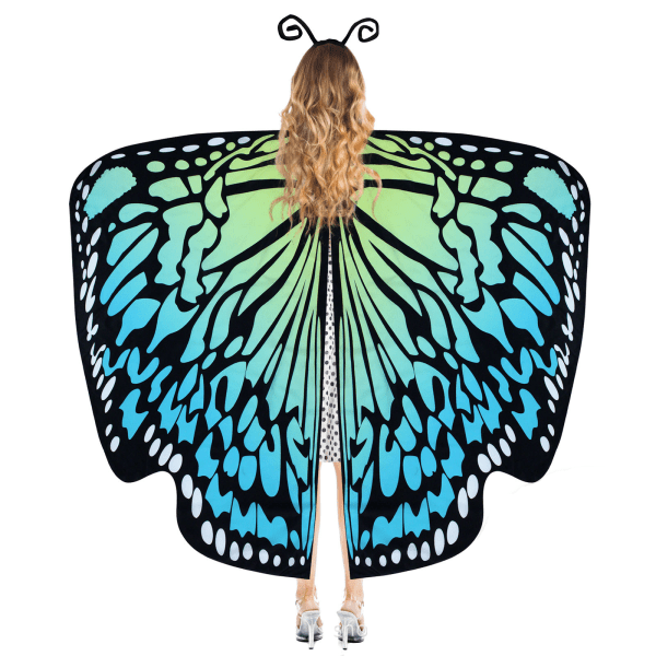 Butterfly Wing Cape Sjal med spetsmask ja pannband color4