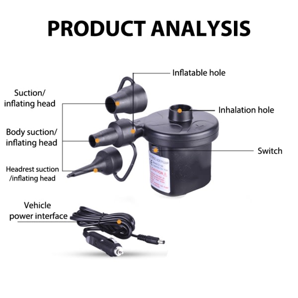 IC Elektrisk Luftpumpe Bærbar Luftmadrasspumpe Inflator Deflator