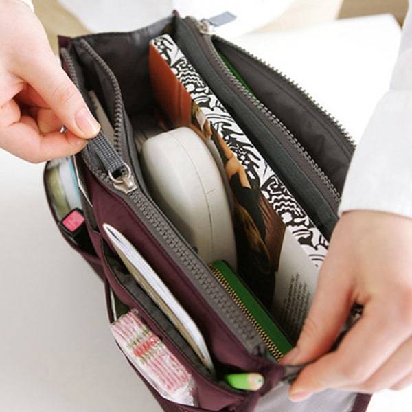 IC Organizer Insatsväska Nylon Reseväska Insats Organiser Handväska Purs Lila