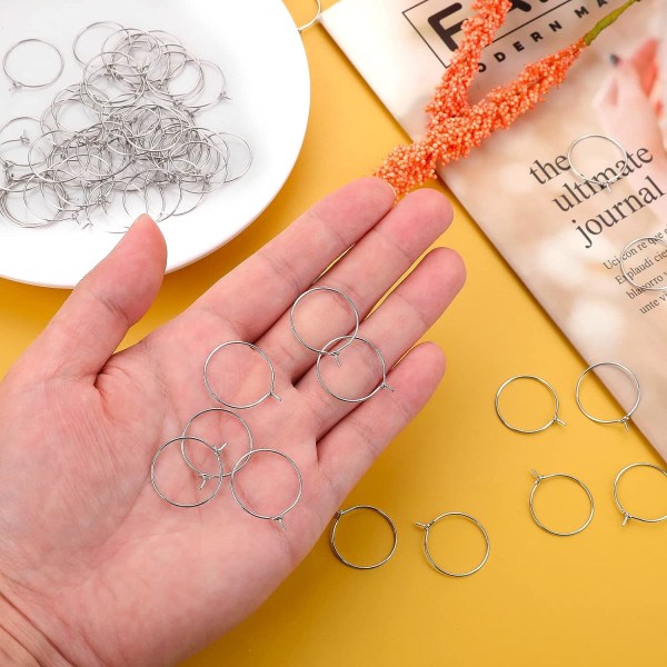 100 st Örhängen för Smyckestillverkning, Öronvinglas Hypoallergena Rostfritt Stål Båge Örhängestift Gör-det-själv Örhängetrådar (20 mm)