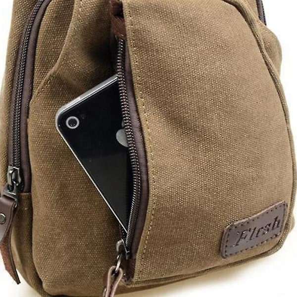 Mäns Canvas Sling Bröstväska Crossbody Axelväska Militär Armé Ryggsäck Vandring