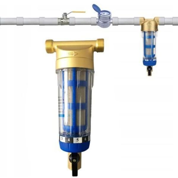 Genanvendeligt sedimentfilter - Genanvendeligt filter - Forfilter til vand - Sedimentfilter - Tilbehør til vandrenser - Til brøndvandledning (1/2 tomme)