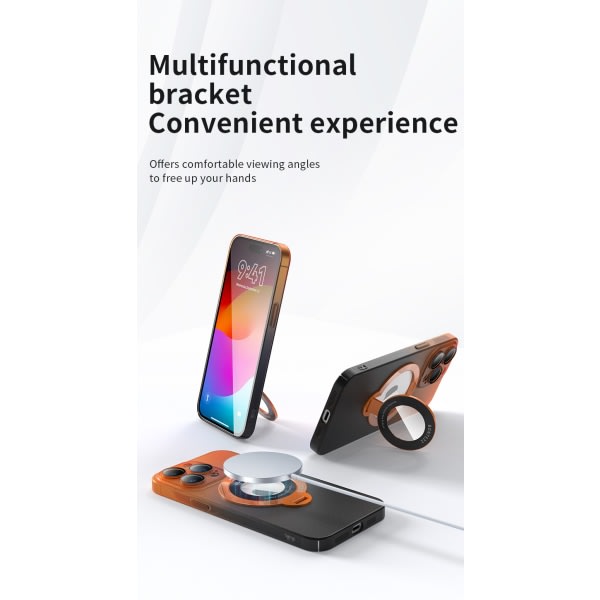 IC Usynlige Magnetiske Stativ til iPhone 15-serien Etui Frosted Skin Gradientfarver Gradient Grøn iPhone15