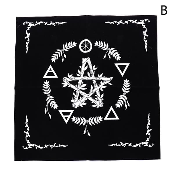 IC Tarots Bordsdæk Triple Moon Pentagrams Pagan Altar Klud Flan Style 2 B
