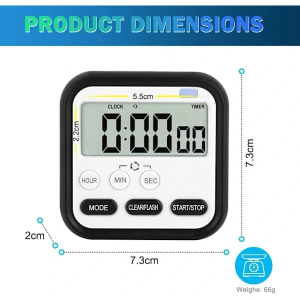 Digital Visual Timer 24-hour Magnetic Clock Stopwatch Count Up & Count Down Timer with Large LCD Display Large Digits