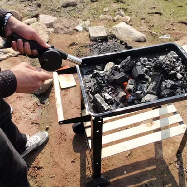 Grillstarter, manuell vifte for kull og briketter, camping