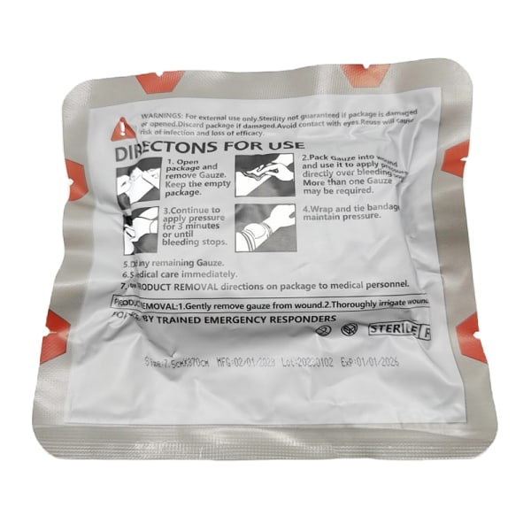 IC Hæmostatisk Kaolin Gaze Combat Trauma For First Aid Kit sår