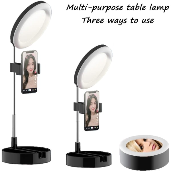 IC LED-ringljus Vikbart fyllningsljus med spegel mobiltelefon