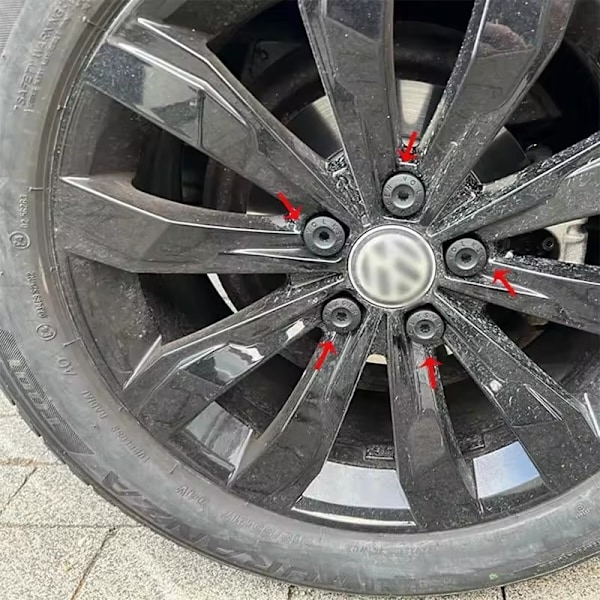 20 kpl Pyöränmutterin pultin suojukset irrotustyökalulla Black Svart