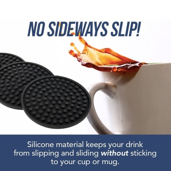 Set med 6 silikonunderlag, sklisikkert, vaskbart og varmebestandig kaffekostere for trebord, skrivebord