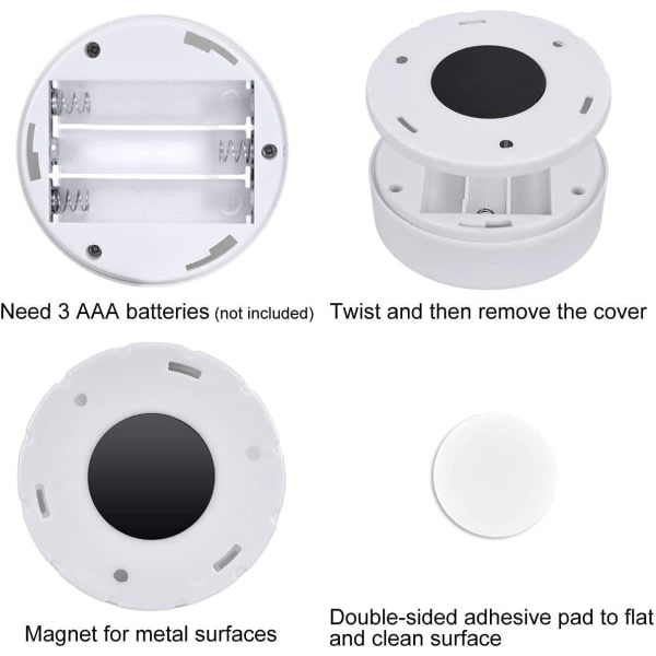 IC 3-pack inomhus LED-rörelsesensorlampor, garderobsbelysning, batteri