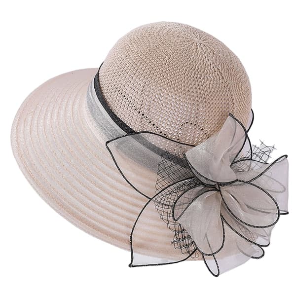 IC CNE Virkede Organza Blomst Halm Solhat til Kvinder, Gratis