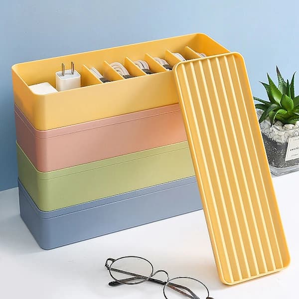 1 x Plastic Storage for Headphone Cables, Data Storage, Office Supplies, Storage Box with Lid