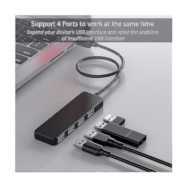 4-ports USB-hub, USB 3.0-hub USB-splitter USB-udvider til bærbar computer, flashdrev, harddisk, konsol, printer