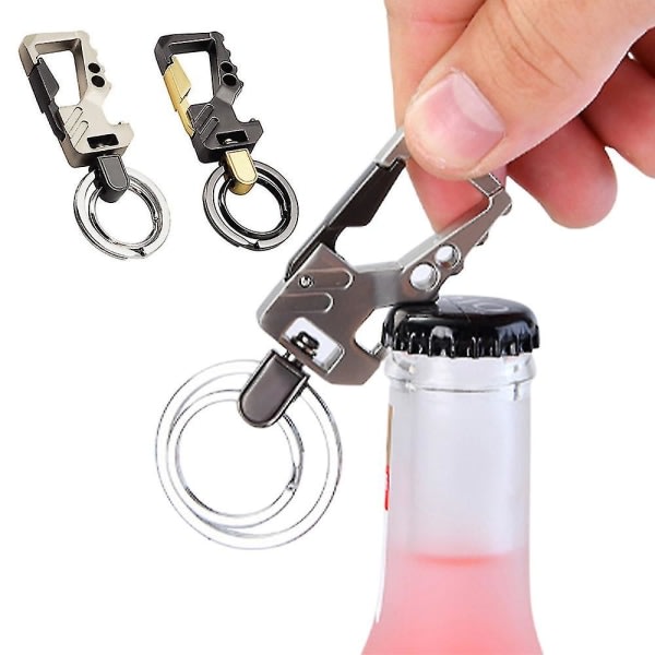 1/2:a Multifunktionell Karbinhake Nyckelring Metall Öl Flasköppnare Pendent Nyckelring A och B 2st IC