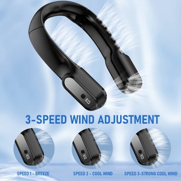 IC NOE Bærbar Handsfree Blåseløs Ventilator (Sort)