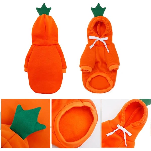 IC Husdjurskläder Hundhuvtröjor Varm Tröja Kappa Valp Höst Vinterkläder Jumpsuit med Frukthuva, Morot, M