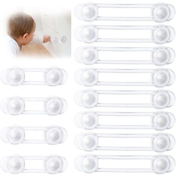 Babyskabslås, Babysikkerhedsdørlås, Børnesikkerhedslåse til Skuffer, Køleskab, Hjemmesikkerhedsbeskyttelse (4+8 Stykker)