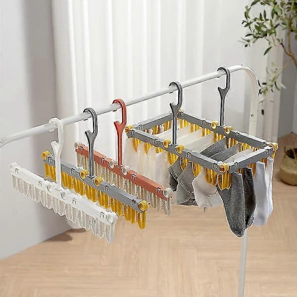2 Pcs Foldable Plastic Clothes Hangers for Household, Space-Saving Drying Rack for Socks (White) - q36/YY[D]