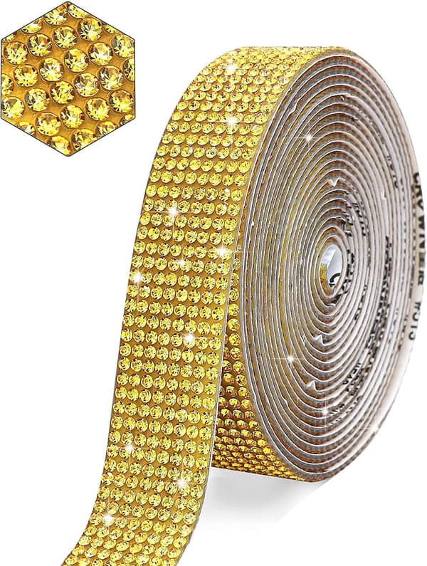 Krystall Selvklebende Bånd Diamant Bling Båndrull gold