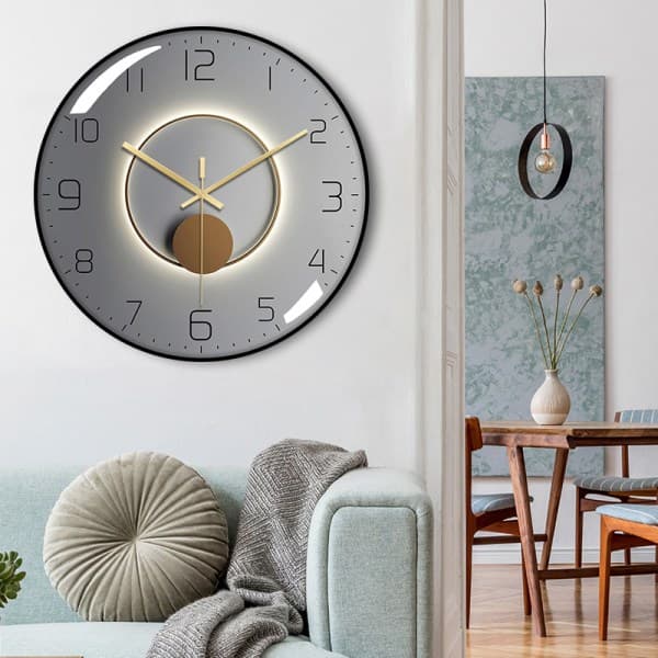 IC Modern tyst väggklocka, 30 cm diameter kvarts grå A