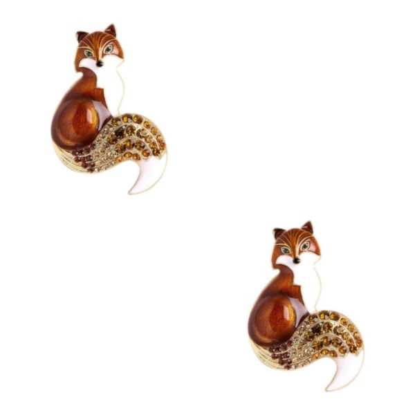 1/2/3/5 Söt Rhinestone Emalj Räv Brosch Casual Kvinnor Brun 52x35mm 2Set IC