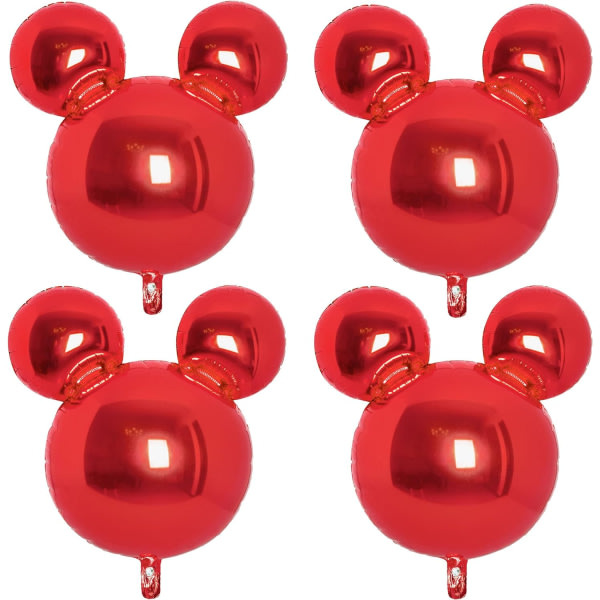 IC Röda musballonger 4 st Mus födelsedagsfesttillbehör Musfestdekorationer 24-tums musfolieballonger för 1:a 2:a födelsedagen