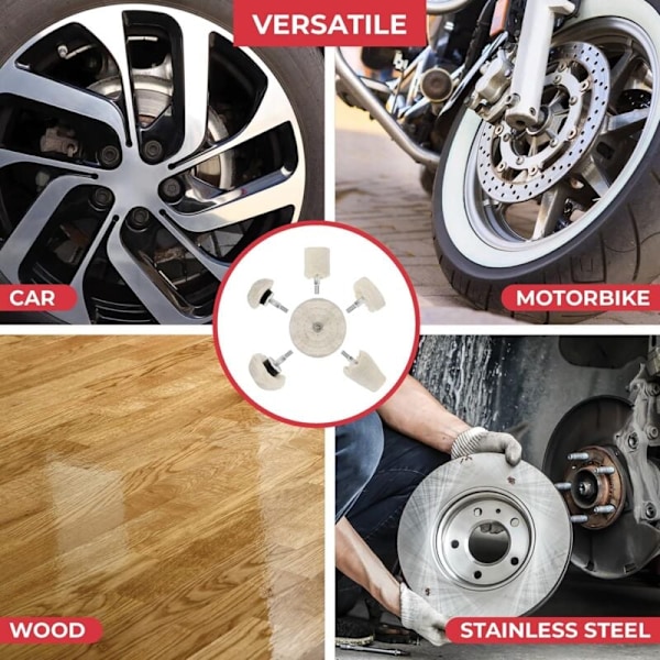 6 STK Boremaskine Poleringspude - Poleringsskiver til Metal, Aluminium, Rustfrit Stål, Krom, Glas og DIY Projekter - 6 Stykker