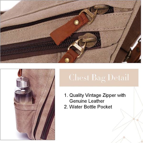 Canvas Sling Bag - Liten Crossbody ryggsäck Axelväska Casual Daypack ryggsäck för män kvinnor