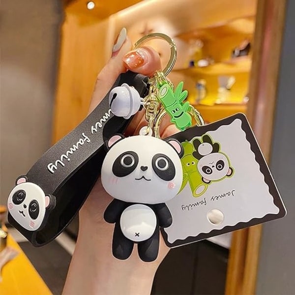IC Sød Panda Nøglering Kawaii Nøgleringe Håndledsrem Armbånd Nøgleringe Gaver til Pige Kvinde