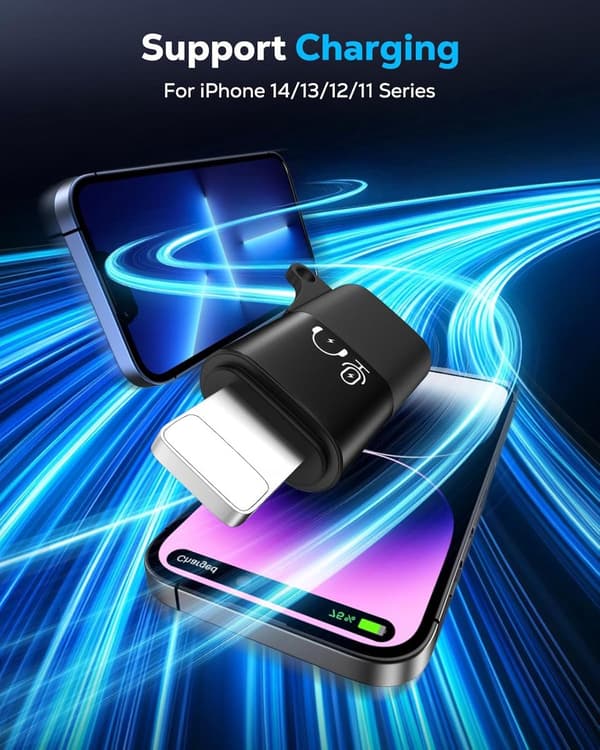 USB-C til Lightning-lydadapter kompatibel med DJI Mic Mini/Mic 2/3-mottaker, hurtiglading for iPhone 14 13 12 11 iPad-vlogging