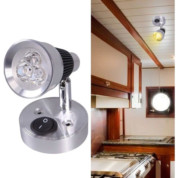 IC 2 stk 12V LED-leselys, 3W kuleformet leselys