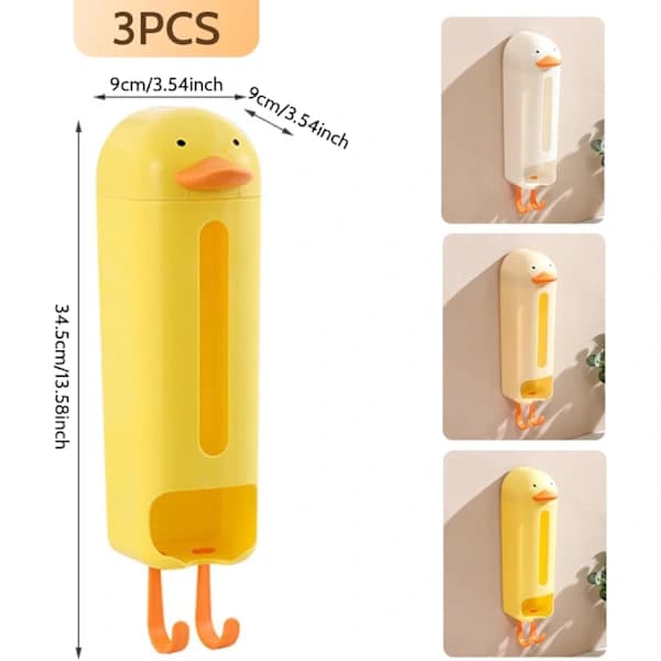 Underwear Organizer, 3 Pcs Wall Mounted Storage Boxes, Punch-Free Hanging Storage Organizer, Duck Shaped Sock Organization