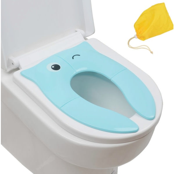 IC Blå sammenleggbar toalettsete for barn Bærbar toalettstol for barn for Baby Comfort PP-materiale med 4 sklisikre silikonputer og 1 bæretaske