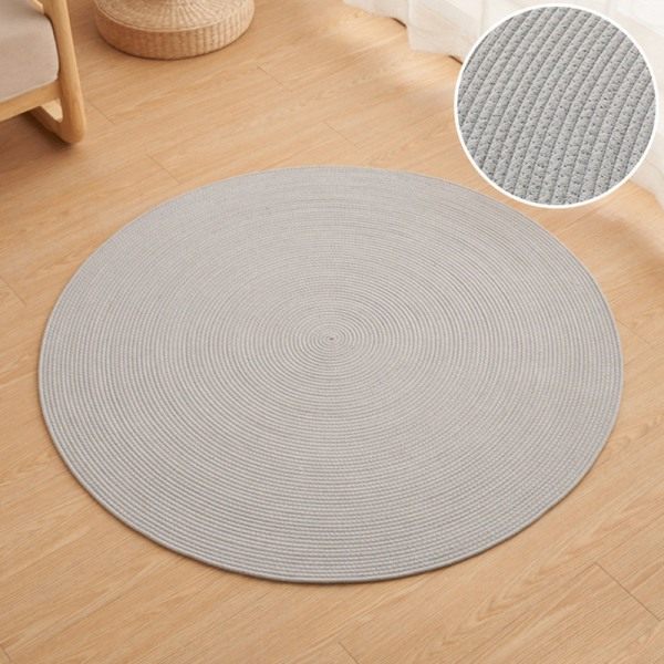 Rundt tæppe i bomuld, håndvævet 80*80cm