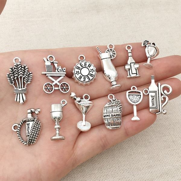 63 st blandade antika silver vinglas druva cocktail flasköppnare Berlocker Hängen DIY smycken gör halsband hantverk