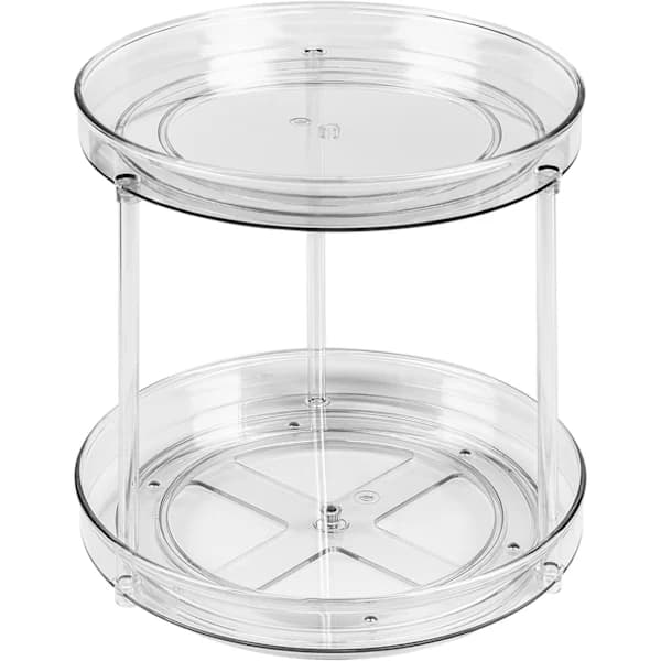 Organizer, Multifunktionel Krydderihylde Roterende Krydderistativ til Køkkenopbevaring, Roterende Krydderiholder, Transparent, 23,5 cm (Medium)