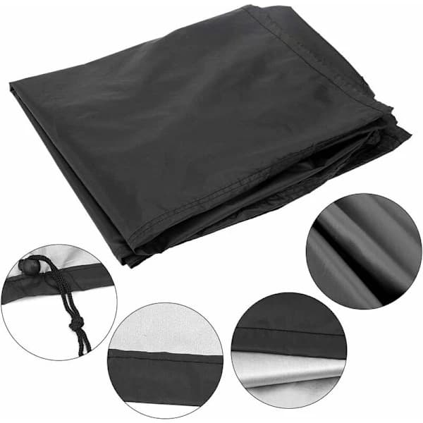 BBQ Grill Cover Vandtæt UV-resistent polyester med PU-belægning og snøre til udendørs grill sort