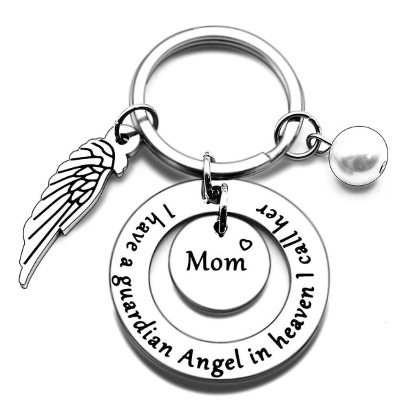 Mammas minnesnyckelring Presentförlust av mammasmycken Jag har en skyddsängel i himlen Jag kallar henne mamma nyckelring IC