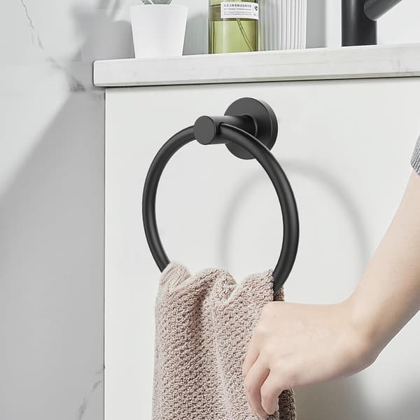 Pyyheteline kylpyhuoneen seinälle, pyyherengas, ruostumaton teräs käsipyyheteline, kestävä pyyhekoukku kylpyyn, keittiöön, mattamusta