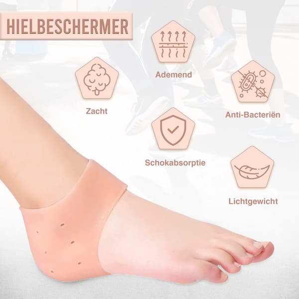 Medicca - Hælbeskyttere - Gelsokker - Hælsporeindlæg - Silikone - 2 Stykker