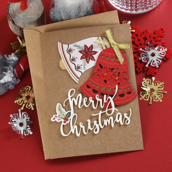 8 stycken 3D-julhälsningskort, gratulationskort i brunt papper, gratulationskort för gyllene semest