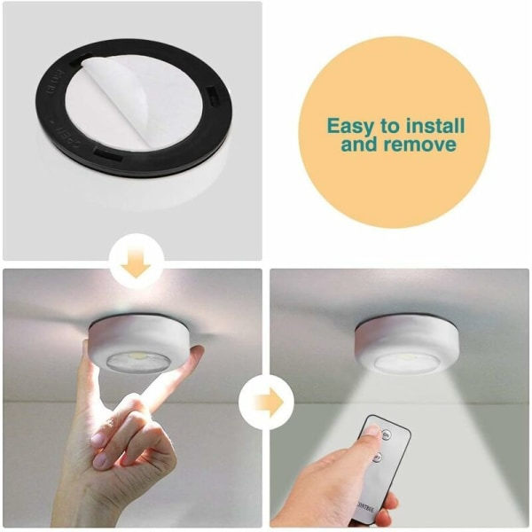 IC LED-natlampe, 2-pak underskabslys, trådløs batteridrevet skabsbelysning, LED-køkkenbelysning med fjernbetjening til skabe, skabe, køkken