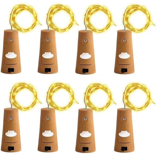 8-pakkivinflaskkorkkien jouluvalot, 15 LED-valoa, paristokäyttöiset tähtivalot DIY-jouluun, Halloweeniin, hääjuhliin, sisä- ja ulkokäyttöön (lämmin valkoinen)