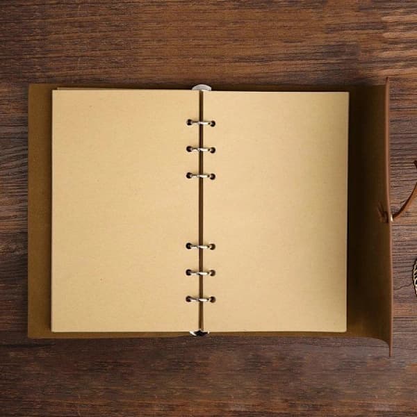 Notesbog/Journal 14 cm - Retro Læder - Brun