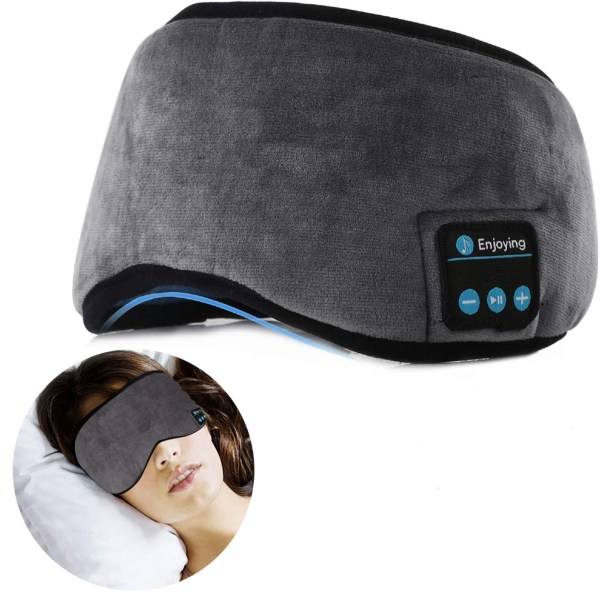IC Bluetooth Sovmask Hörlurar Sömn Resa Musik Öga Grå