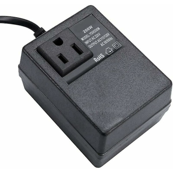 220V til 110V, 200W transformator, med europeisk plugg, for redusert spenning...DEBUNS